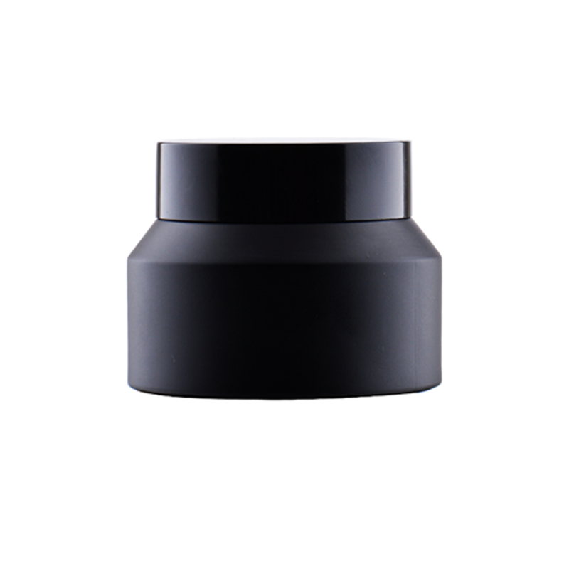 Recipient cosmetic sticla neagra mata, 50 ml, capac negru
