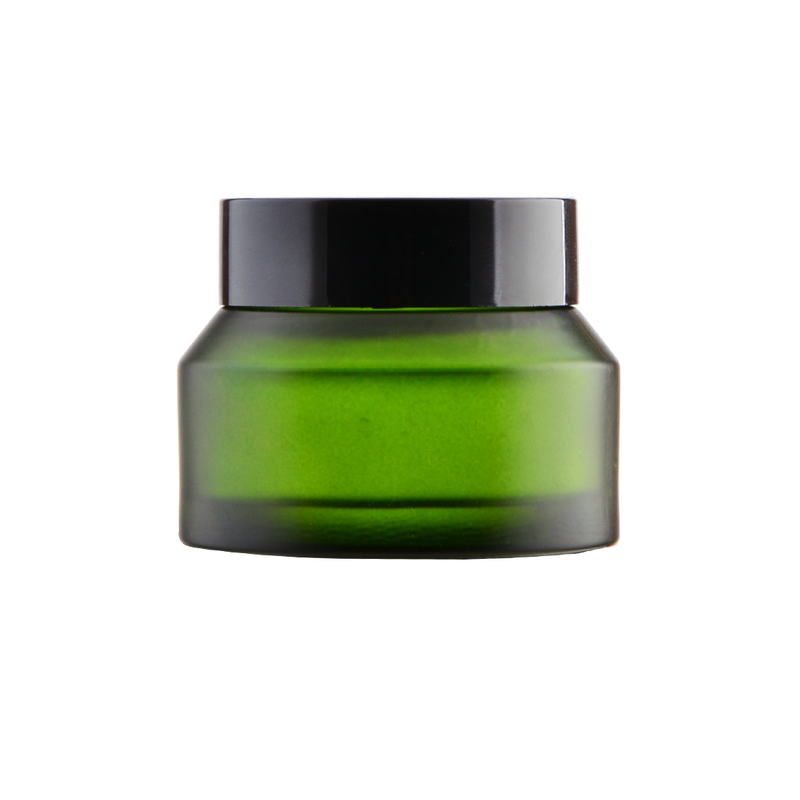 Recipient cosmetic sticla verde, 50 ml, capac negru