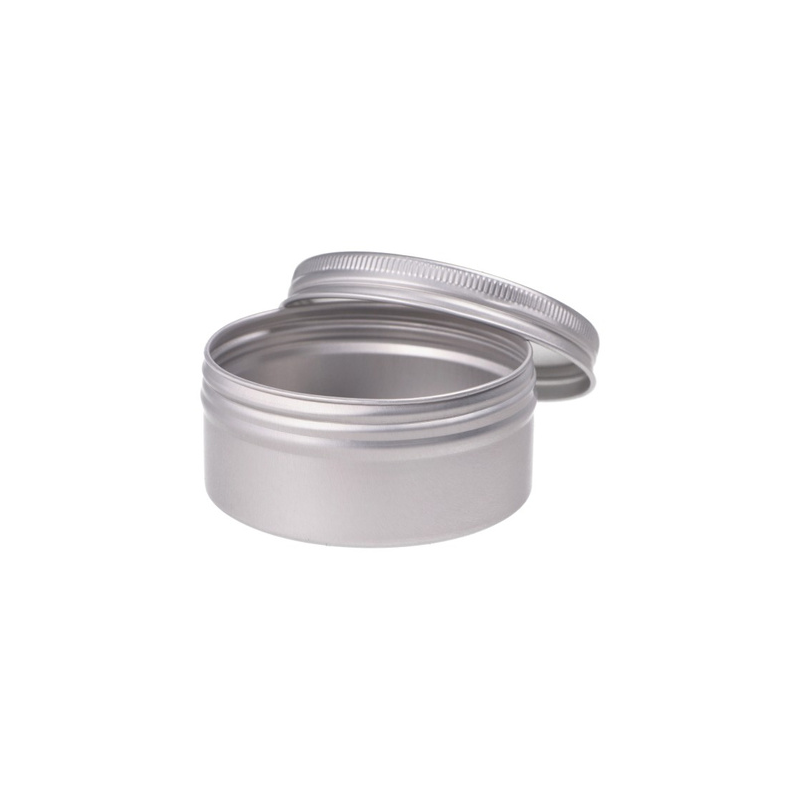 Cutie cosmetica argintie din aluminiu, 100 ml, cu capac