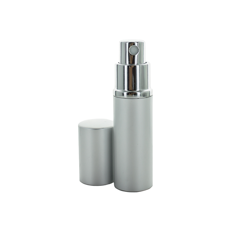 Recipient flacon parfum sprayer cu capac, 10 ml, metal argintiu
