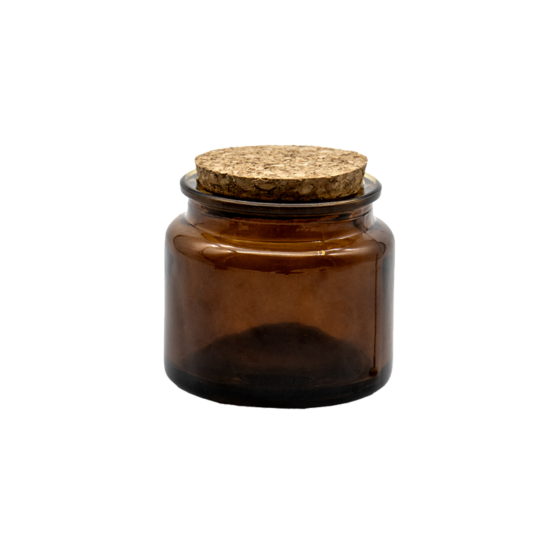 Recipient pentru lumanare din sticla maro 100 ml, fitil si capac pluta