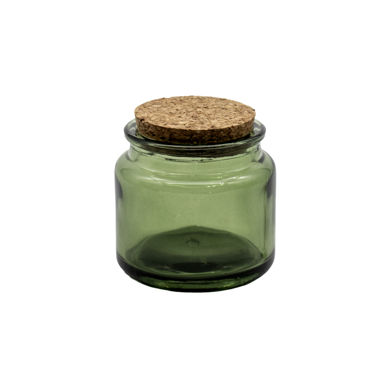 Recipient pentru lumanare din sticla verde 100 ml, fitil si capac pluta