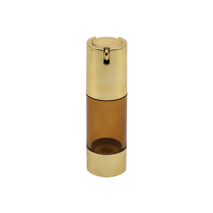 Recipient sticla maro, dispenser airless, 30 ml si pompa aurie