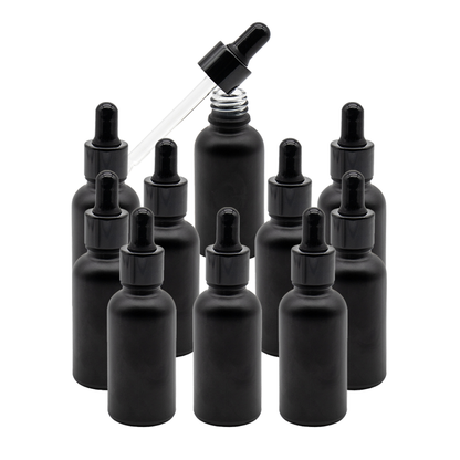 Recipient sticla neagra 30 ml si pipeta, cauciuc negru