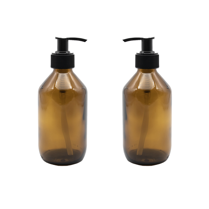 Recipiente sticla maro 250 ml si pompa neagra