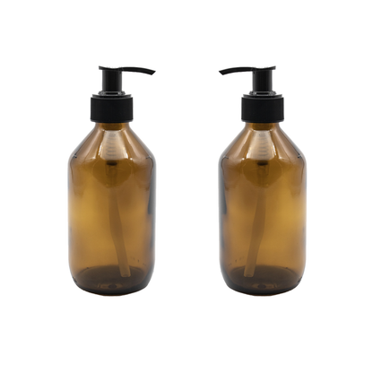 Recipiente sticla maro 250 ml si pompa neagra