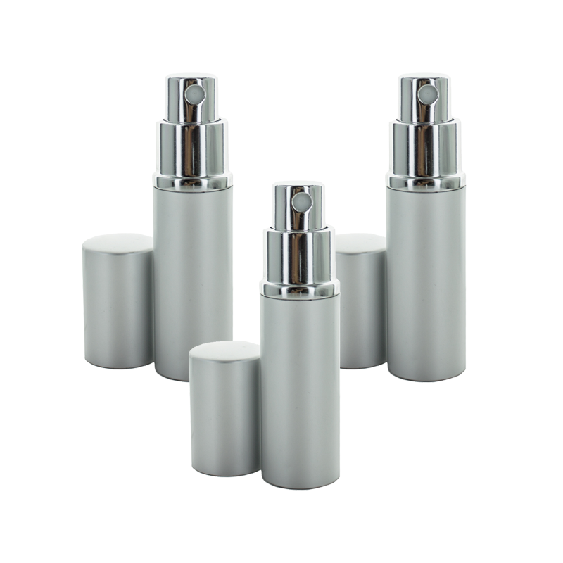 Recipient flacon parfum sprayer cu capac, 10 ml, metal argintiu