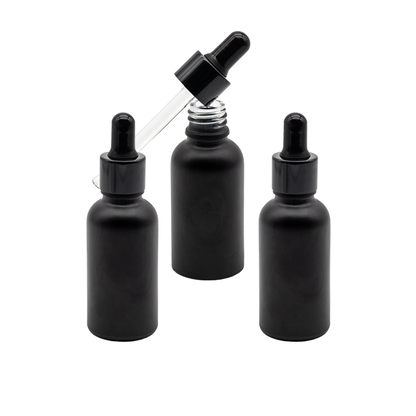 Recipient sticla neagra 30 ml si pipeta, cauciuc negru