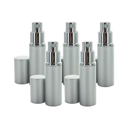Recipient flacon parfum sprayer cu capac, 10 ml, metal argintiu