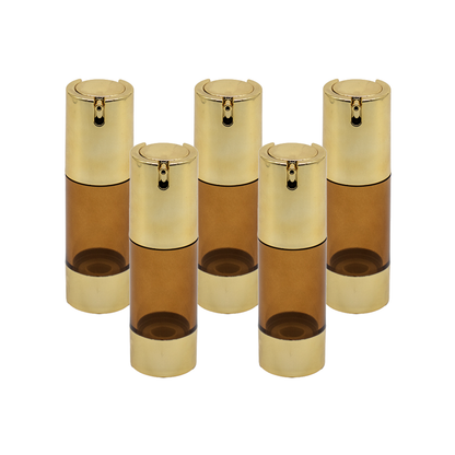 Recipient sticla maro, dispenser airless, 30 ml si pompa aurie