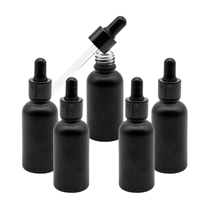 Recipient sticla neagra 30 ml si pipeta, cauciuc negru